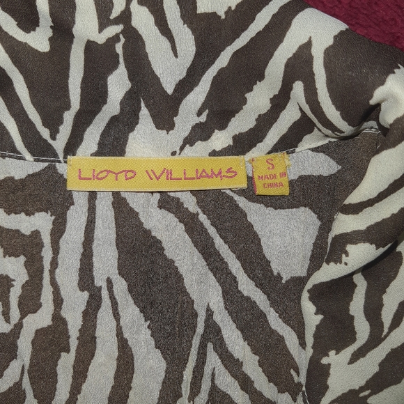 Lloyd Williams Women's Designer Ruffled Blouse Small Brown Button Closure - Picture 8 of 11